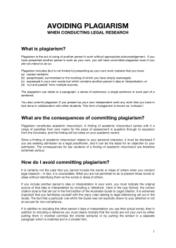 Avoiding plagiarism