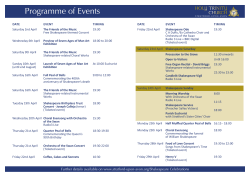 Programme of Events - Holy Trinity, Stratford-upon-Avon
