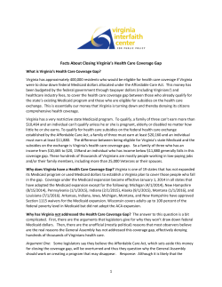 Facts About Closing Virginia`s Health Care Coverage Gap