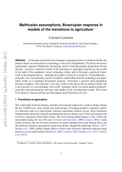 Malthusian assumptions, Boserupian response in models of the