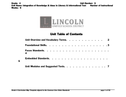 Unit Table of Contents