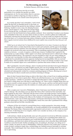 On Becoming an Artist - Rutgers Preparatory School