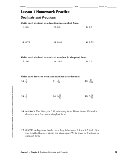 Lesson 1 Homework Practice Decimals and Fractions