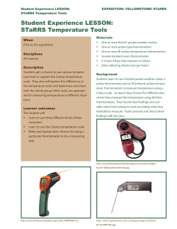 Student Experience LESSON: STaRRS Temperature Tools