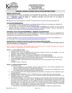 Kansas Liquor License Application and Instructions ABC