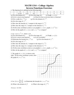 Inverse Functions Exercises