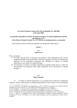 Act of the National Council of the Slovak Republic No. 206/2009 of