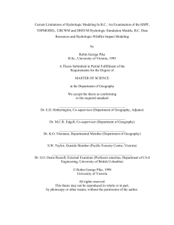 Current Limitations of Hydrologic Modeling In BC
