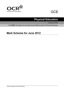 Physical Education Mark Scheme for June 2012