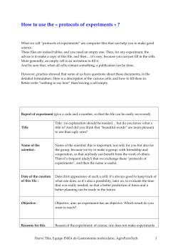 How to use the « protocols of experiments