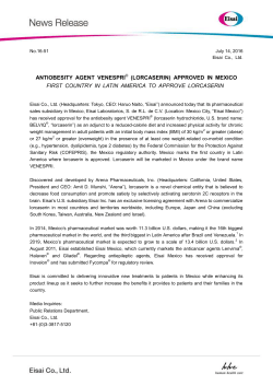 antiobesity agent venespri (lorcaserin) approved in mexico first