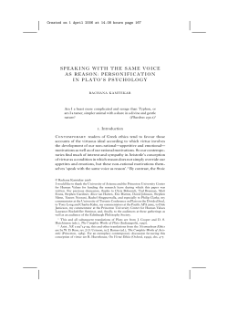 speaking with the same voice as reason: personification in plato`s