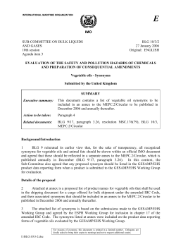 IMO SUB-COMMITTEE ON BULK LIQUIDS AND GASES 10th