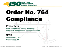 NYISO Standard Template Presentation to Market Participants