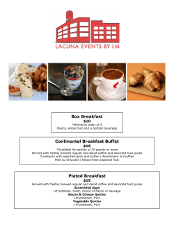 Continental Breakfast Buffet Box Breakfast Plated Breakfast