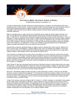 HAF POLICY BRIEF: PRAYER IN PUBLIC SCHOOLS &copy; 2004 Hindu