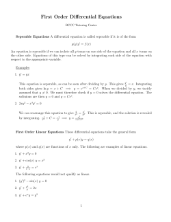 First Order Differential Equations