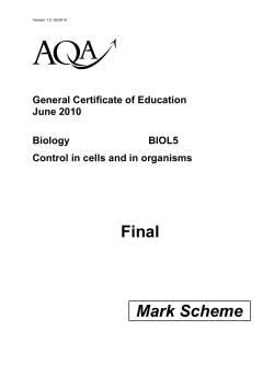 Control in cells and in organisms June 2010
