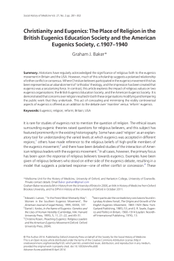 Christianity and Eugenics: The Place of Religion