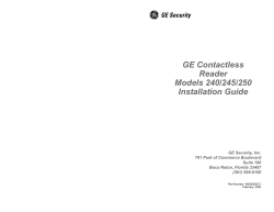 GE Contactless Reader Models 240/245/250 Installation Guide