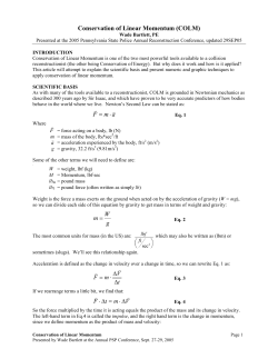 Conservation of Linear Momentum (COLM)