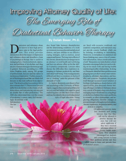 The Emerging Role of Dialectical Behavior Therapy