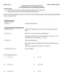 Math 2 (L1-7) A.SSE.2, A.SSE.3a, A.REI.4 Assessment Title: 4th