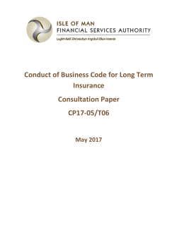 Conduct of Business Code for Long Term Insurance Consultation