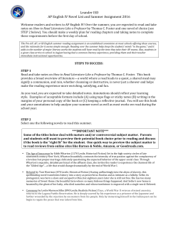 Leander ISD AP English IV Novel List and Summer Assignment 2016