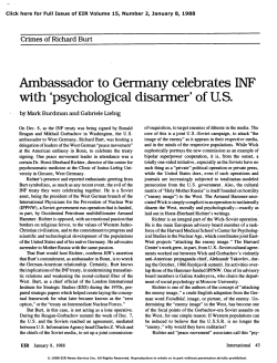 Crimes of Richard Burt: Ambassador to Germany Celebrates INF
