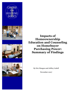 Impacts of Homeownership Education and Counseling on