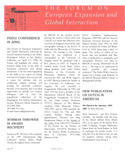 FEEGI CONFERENCE IN APRIL NEW PUBLICATION ON DUTCH