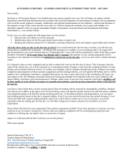 AP EUROPEAN HISTORY &ndash; SUMMER ASSIGNMENT