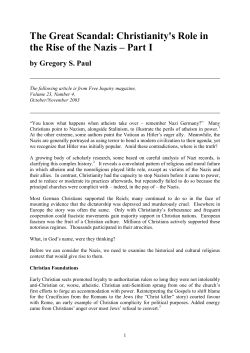The Great Scandal: Christianity`s Role in the Rise of the Nazis &ndash; Part I