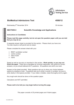 BMAT 2014 Section 2 - Admissions Testing Service