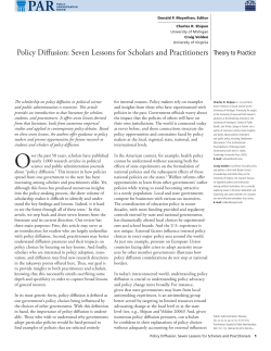 Policy Diffusion: Seven Lessons for Scholars and Practitioners