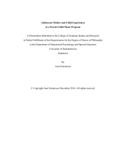 Adolescent Mother and Child Experiences in a Parent