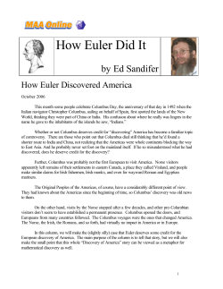 How Euler Did It - The Euler Archive