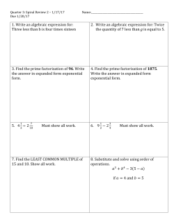 1. Write an algebraic expression for: Three less than b is four times