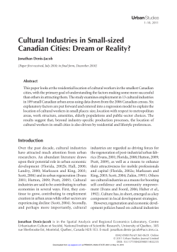 Cultural Industries in Small-sized Canadian Cities