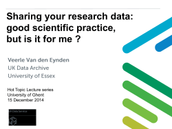 Sharing your research data: good scientific
