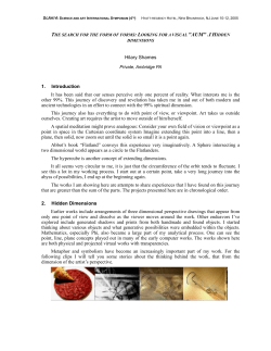 Hilary Shames 1. Introduction It has been said that our senses