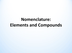 Nomenclature: Elements and Compounds