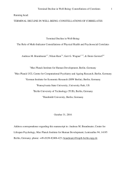 Terminal Decline in Well-Being: Constellations of Correlates 1