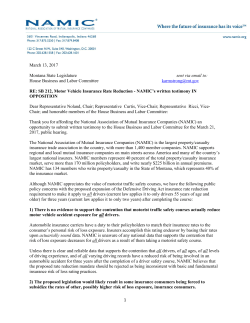 Montana: NAMIC Submits Testimony Opposing Mandated Rate