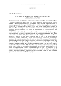 ABSTRACTS УДК 327.364 D. Proshyn &laquo;THE NOBEL PEACE PRIZE FOR