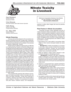 Nitrate Toxicity in Livestock - OSU Fact Sheets