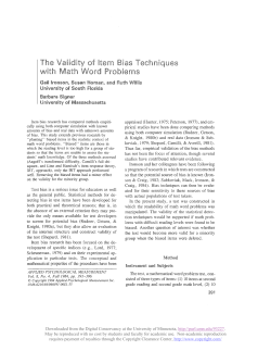 The Validity of Item Bias Techniques with Math Word Problems