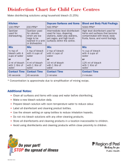 Disinfection Chart for Child Care Centres