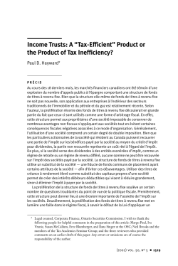 Income Trusts: A &ldquo;Tax-Efficient&rdquo; Product or the Product of Tax